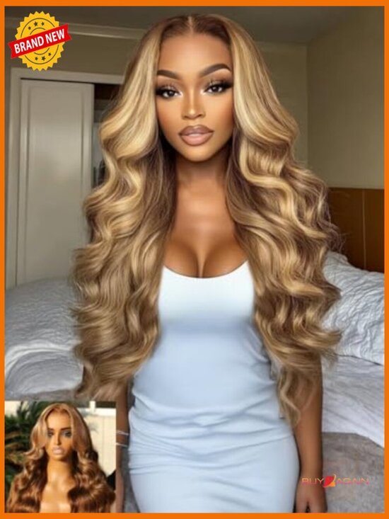 Pre Cut Body Wave Lace Front Wig Drawstring Human Hair 16inch main image 2